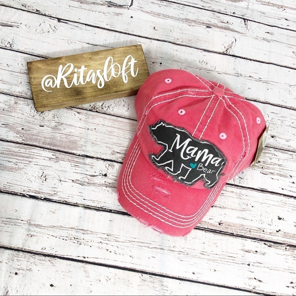 "MAMA BEAR" Embroidered, Vintage‎ Style Ball Cap
